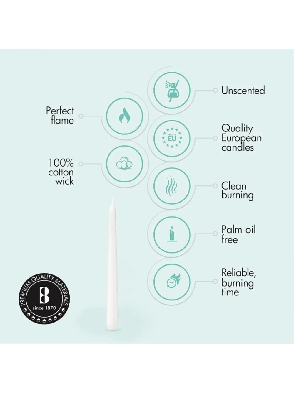 100 Count White Taper Candles - 10 Inch Dinner Candles, Smokeless & Dripless
